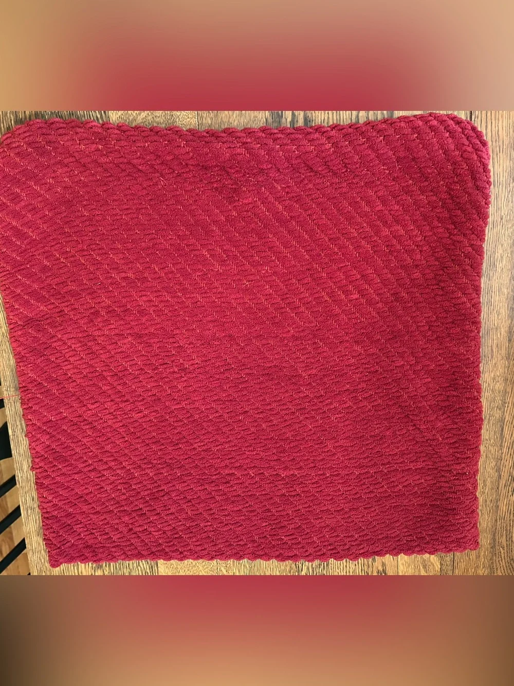 Pottery Barn Burgandy Red Decorative Pillow Cover w/Chenille Woven Texture 20x20